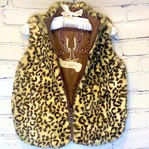 Pampolina Reversible Leopard Fur Sleeveless Vest Size 3T